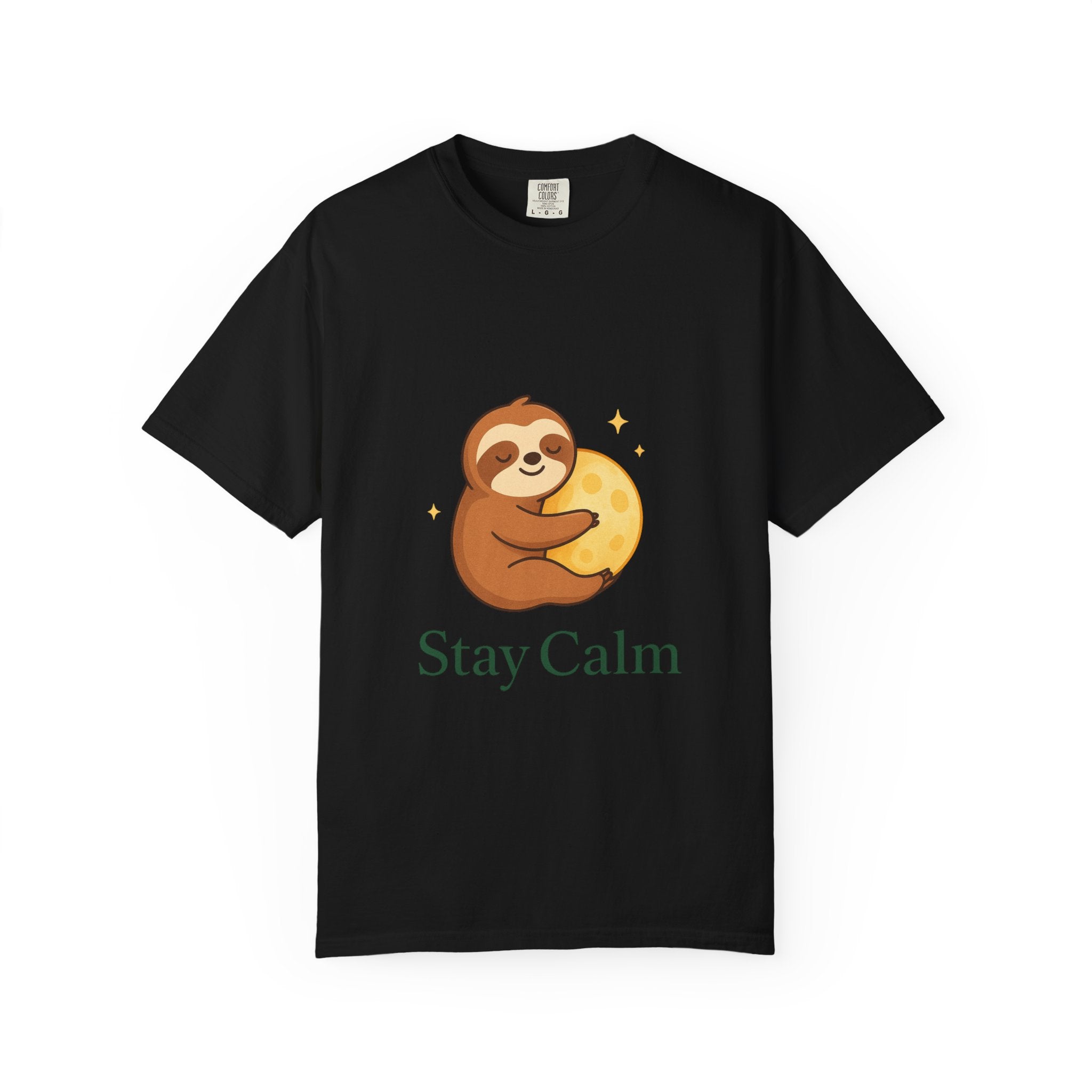 Stay Calm Sloth Tee | Unisex Garment-Dyed Relaxation Shirt