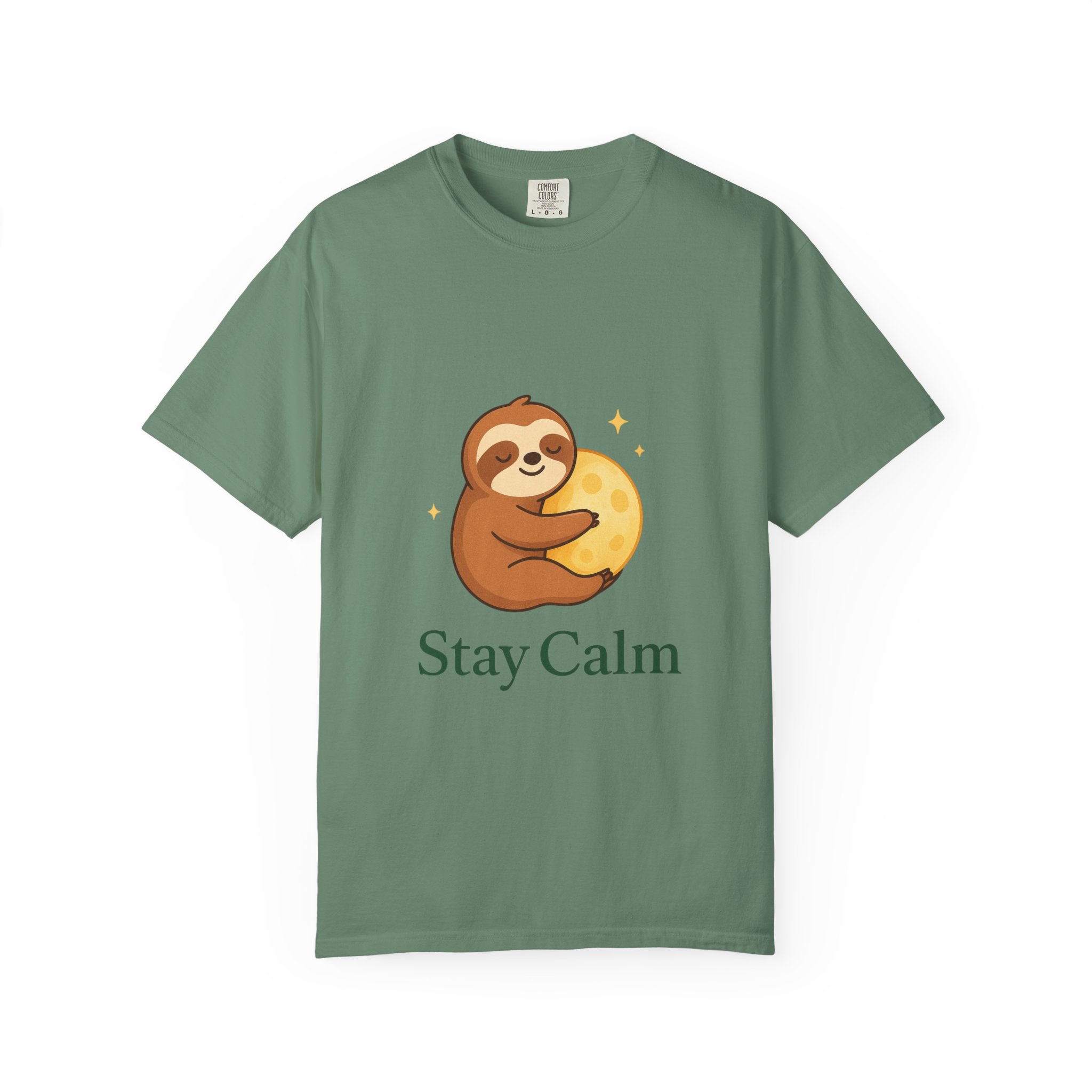 Stay Calm Sloth Tee | Unisex Garment-Dyed Relaxation Shirt