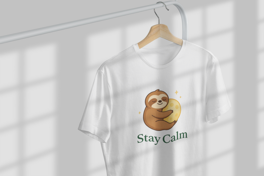 Stay Calm Sloth Tee | Unisex Garment-Dyed Relaxation Shirt