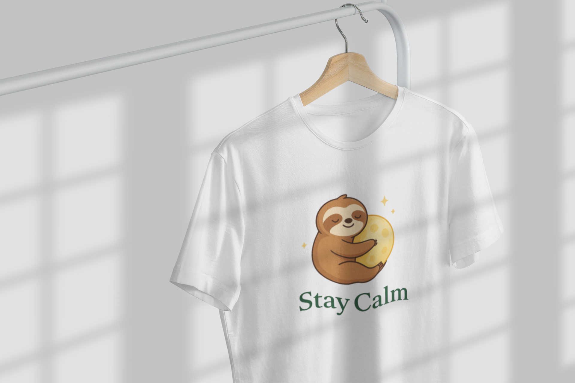 Stay Calm Sloth Tee | Unisex Garment-Dyed Relaxation Shirt