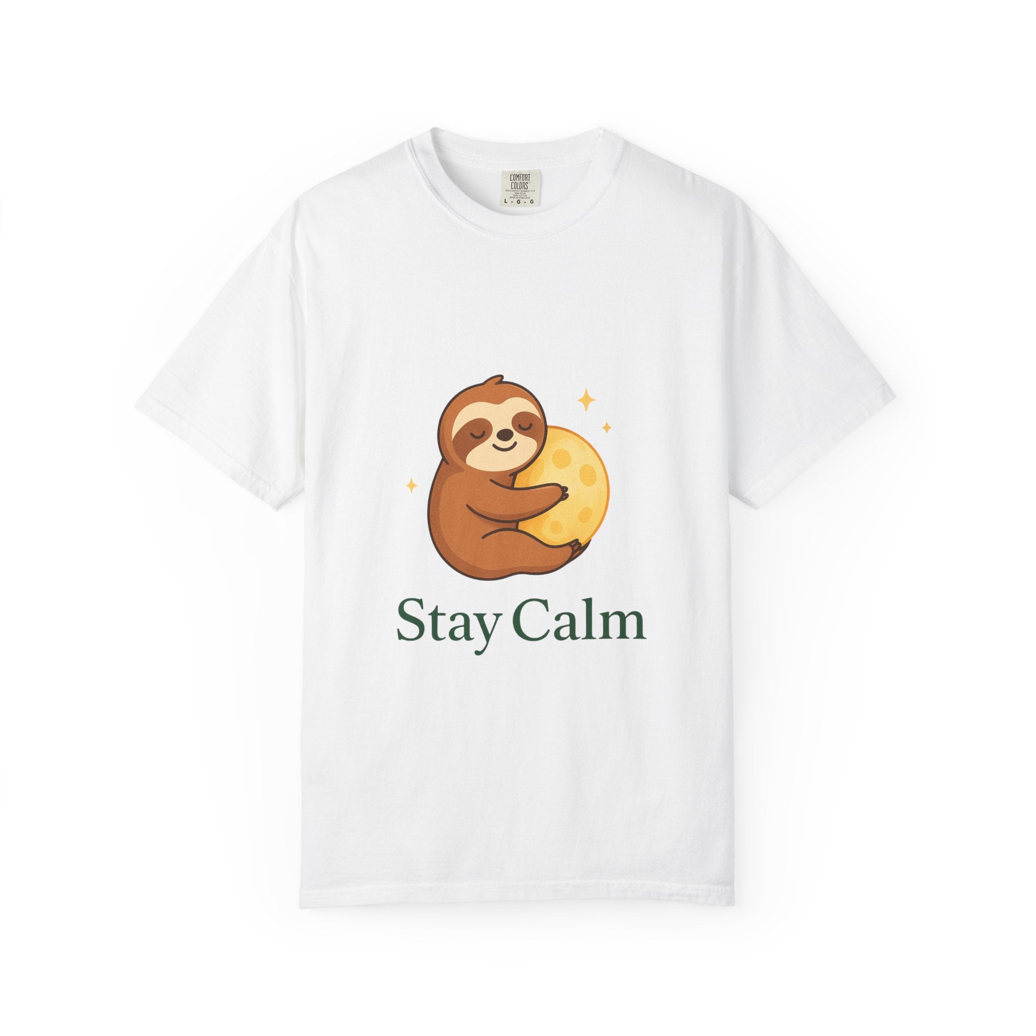 Stay Calm Sloth Tee | Unisex Garment-Dyed Relaxation Shirt